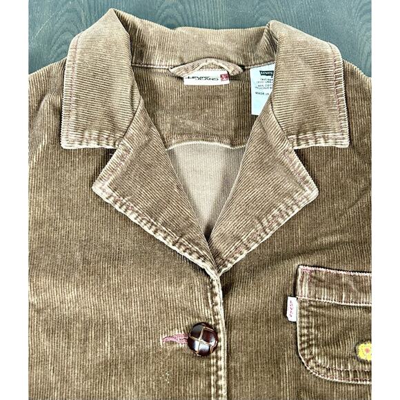 Levi’s Juniors Girls Brown Button Up Corduroy Jacket Blazer Size Large - Picture 4 of 13